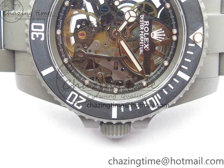 0522 Submariner 116610 Andrea Pirlo Sandblasted ROF Best Edition Carbon Bezel on Skeleton DIal SA TimelessDesign 2789
